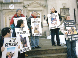 Ken Hannaford-Ricardi, Brenna Cussen, Harry Duchesne, Tom Lewis, Scott Schaeffer-Duffy, and Liz Fallon at the Sudanese embassy